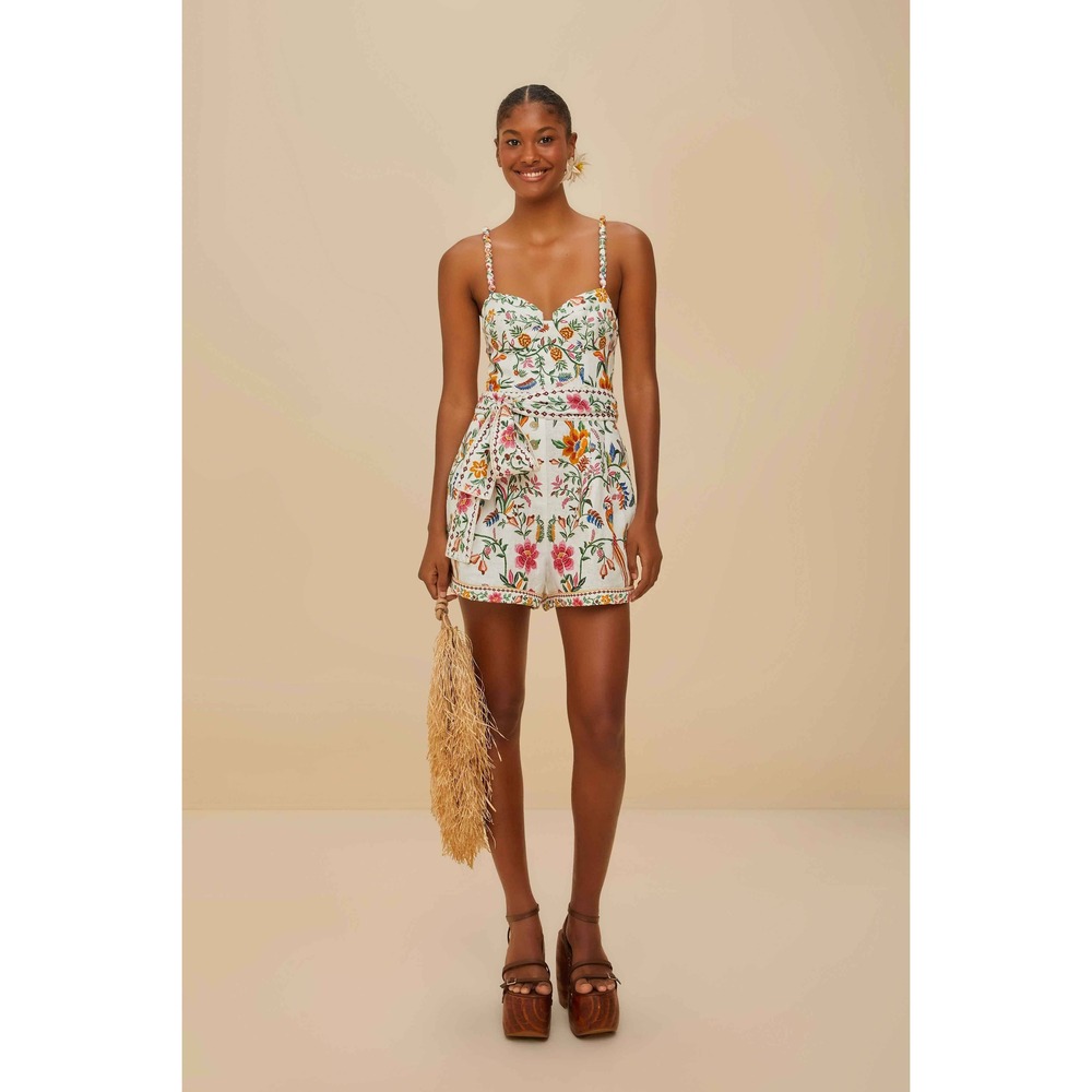 NWT Off-White Delicate Forest Euroflax™ Premium Linen Romper